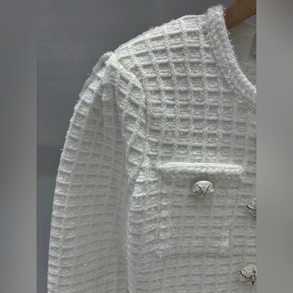 Self-Portrait Cream Buttoned Knit Mini Dress - Picture 6 of 11